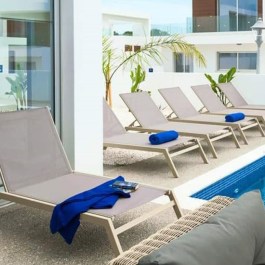 ANDRIANA SUNBED BEIGE ALUMINIUM AND TAUPE TEXTILENE ANDRIANA ΞΑΠΛΩΣΤΡΑ ΣΕ ΜΠΕΖ ΑΛΟΥΜΝΙΟ ΚΑΙ ΓΚΡΙ ΥΦΑΣΜΑ 